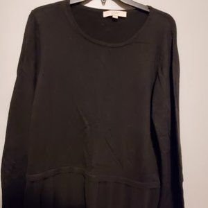 Black Loft Sweater with accordion bottom, sz XL